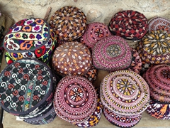 A dazzling array of hats for sale