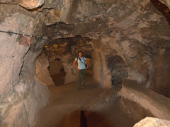 Becky checking out Derinkuyu underground city, the deepest of Cappadocia's 36 underground cities!