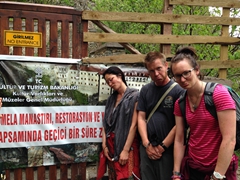 Ichi, Lars and Helen with sad faces once we realized that Sumela Monastery was closed for restoration