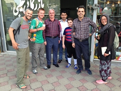 Robby, Lars and Ichi posing with some friendly Iranians (they gave us free bottles of juice and non alcoholic beer)