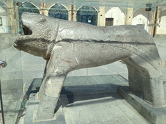 Ornate animal statue outside a local mosque in Esfahan