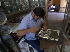 Craftsman plying his trade at the Esfahan Bazaar