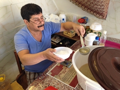 Preparing Yazdi Fallodeh (freezed noodle with lemon juice)