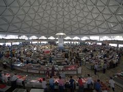 Interior of Chorsu Bazaar where the meat section is held; Tashkent