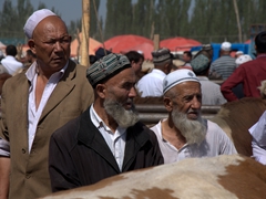 Diverse mix of nationalities at the Kashgar Sunday Market