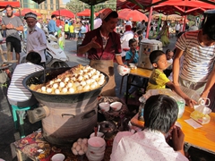 Plov with a boiled egg; Kashgar night market