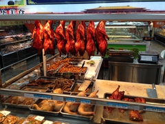 Roasted duck for sale at Kunming's Walmart - a one stop shopping extravaganza