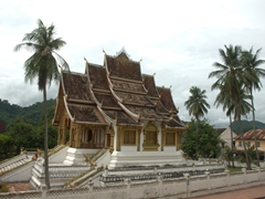 View of Wat Ho Pha Bang as we climb up Mount Phousi