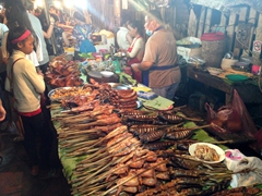 Grilled meats on offer at Luang Prabang night market