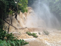 Kuang Si waterfall during rainy season