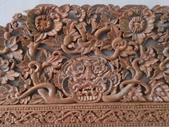 Wooden carving on display at the Lao National Museum; Vientiane