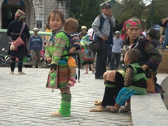 Colorful outfits on every street in Sapa