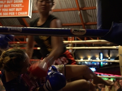 Ladyboy getting her ass beat by this tough female muay thai kickboxer