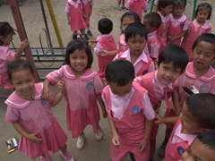 Local school kids are so excited to say hello and pose for photos; Samosir Island