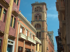 Pastel hued street of Cartagena