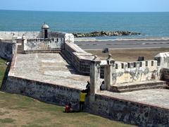 View of the old city walls of Cartagena