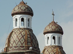 Detail of the twin towers of Santo Domingo Church