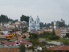 Pretty blue church dominates the Baños village