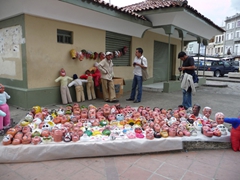 Lots of choices for the ano viejo (old year) masks which cost $1 each; San Francisco Plaza