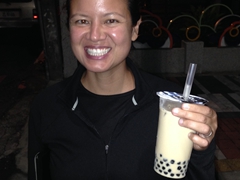 Becky is a huge fan of boba tea (tea with milk and tapioca)