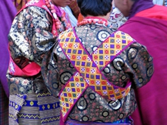 Gorgeous kiras; Bhutanese women certainly dress in their best for the tsechus!