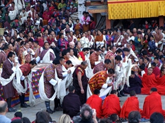 Bhutanese receiving blessings on Day 5 of Paro Festival