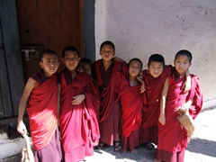 Young monks posing at Wangdue Phodrang Dzong