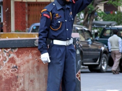 Traffic police in Thimpu, the only capital in the world without electronic traffic signals