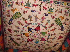 Traditional bed canopy; Bishnoi village craft center