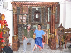 Taking a breather on an "antique" wooden swing; Jodhpur