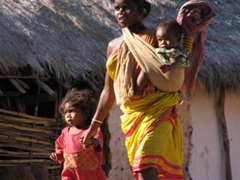 Parajas Tribal family taking a stroll in Junagara village