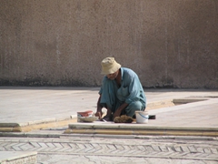 Worker busy in the restoration of Lahore Fort