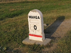 Mile marker at the Pakistan-Indian border crossing