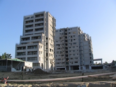 The cleared remains of the only earthquake damaged building in Islamabad