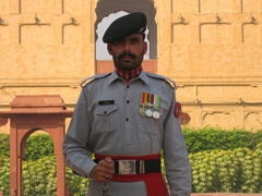 Guard taking his duties seriously, Lahore Fort