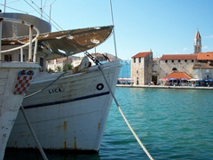 Boats in dock, typical coastal scene in Trogir