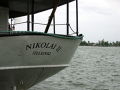 A yacht anchored in Helsinki Harbor