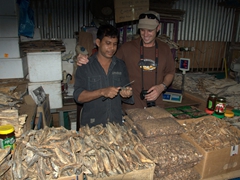 Robby and a friendly Maldivian dried fish vendor; Malé