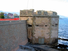 View of the old town's perimeter walls; Alghero
