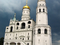 Ivan the Great Bell Tower is the tallest structure in Cathedral Square at 81 meters, built in 1508; Kremlin