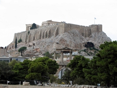 A view of the acropolis and Hadrian's arch, as seen from the Temple of Olympian Zeus