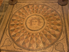 Head of Medusa mosaic on display at the Palace of the Grand Masters