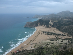 Rhodes’ eastern coast as seen from the top of the rocky promontory of Panagia Tsambika Monastery