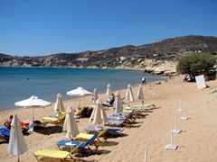 Milos is famous for its lovely beaches. This is Provatas Beach and it is a perfect, sandy spot
