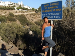 Becky striking a sultry pose at the site where Venus de Milos was found