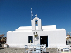 Small church; Naoussa's harbor