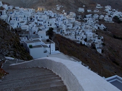 Stairs leading down from Agios Konstantinos Church to Hora