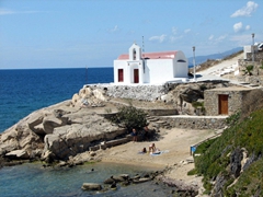 A small (and popular) beach near the iconic windmills of Hora