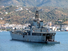 A vessel belonging to the Hellenic Naval Academy. The cadets were rehearsing some kind of naval drill