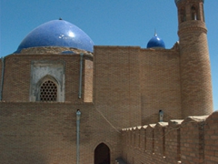 Blue tiled dome of the old fortress Mugh Tappa; Istaravshan